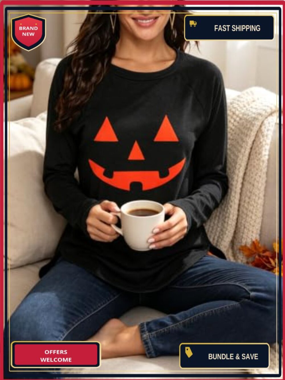 Women's Batwing Long Sleeve Tunic Top Loose Flowy Layering Fall Shirt - Picture 5 of 6
